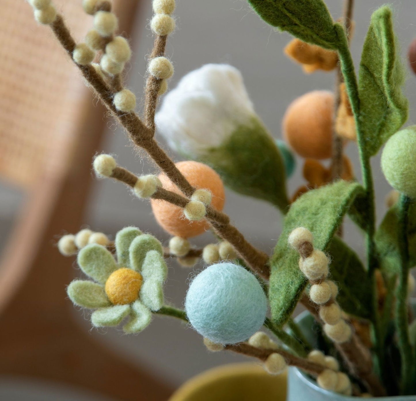 Filzblumen warme Farbtöne 3er Set
