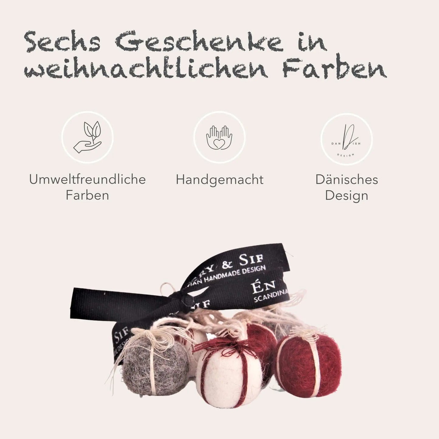 Filzlig Anhänger Geschenke 6er Set Gry & Sif