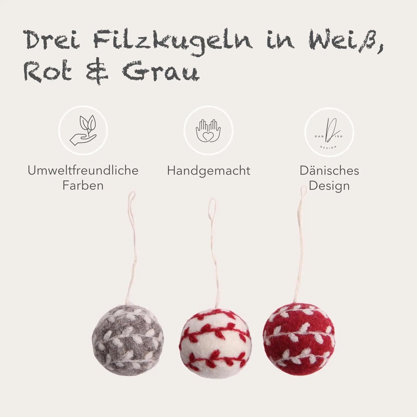 Filzlig Anhänger Kugeln 3er Set Gry & Sif