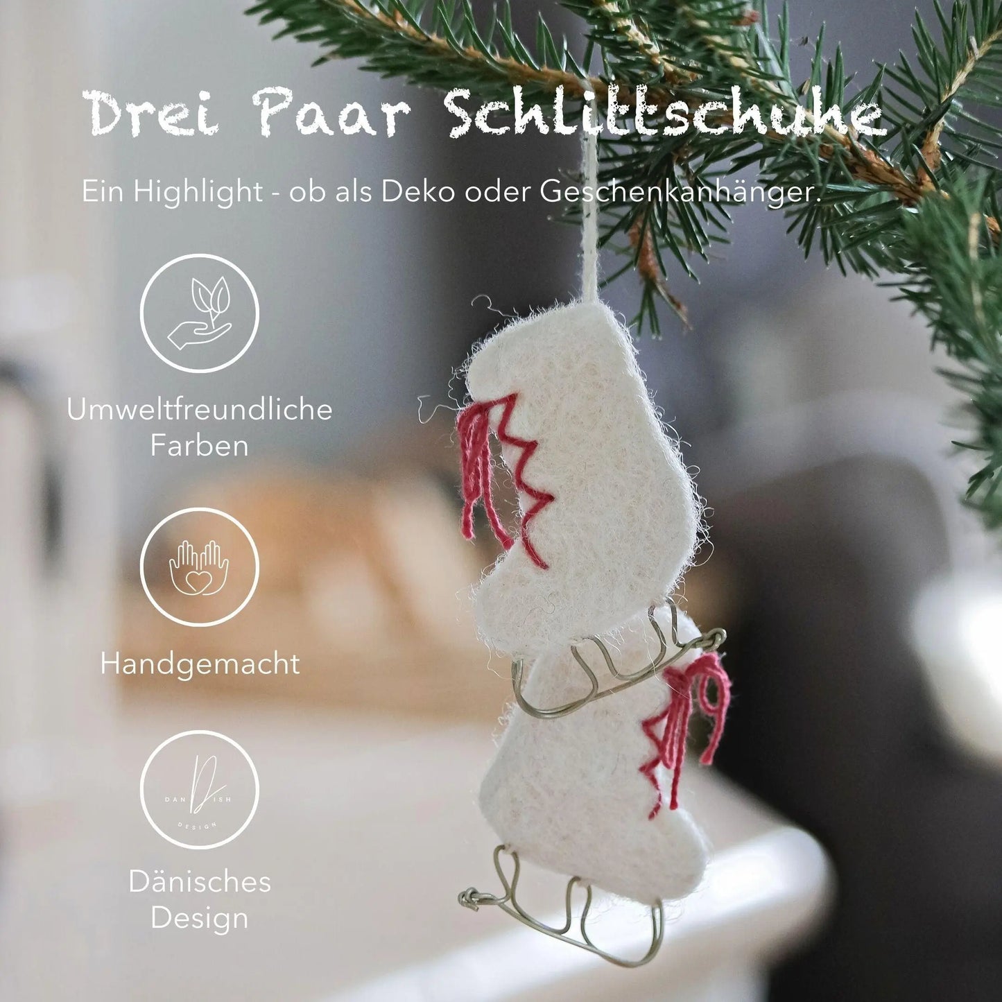Filzlig Anhänger Schlittschuhe 3er Set Gry & Sif