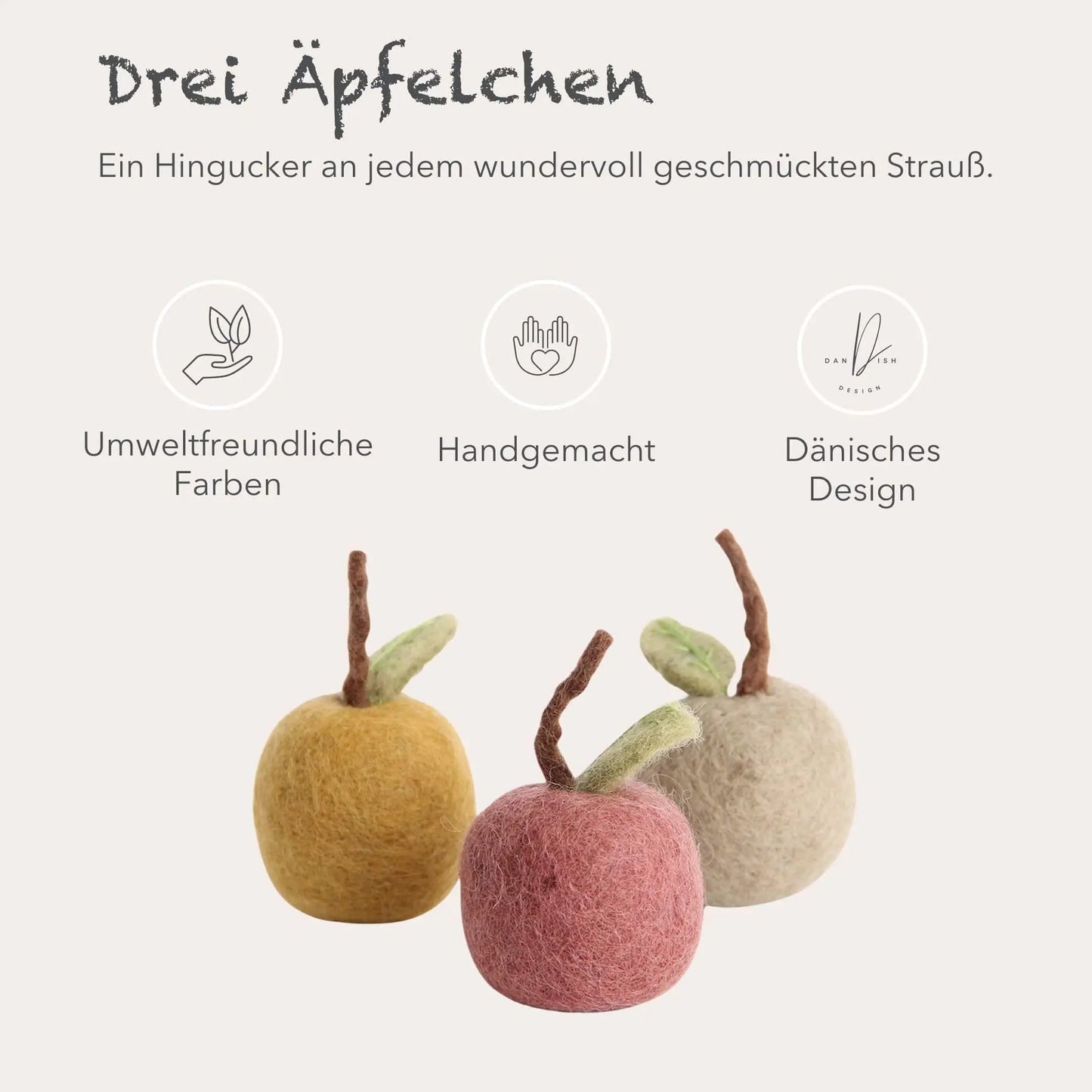 Filzlig Apfel Anhänger 3er Set Gry & Sif