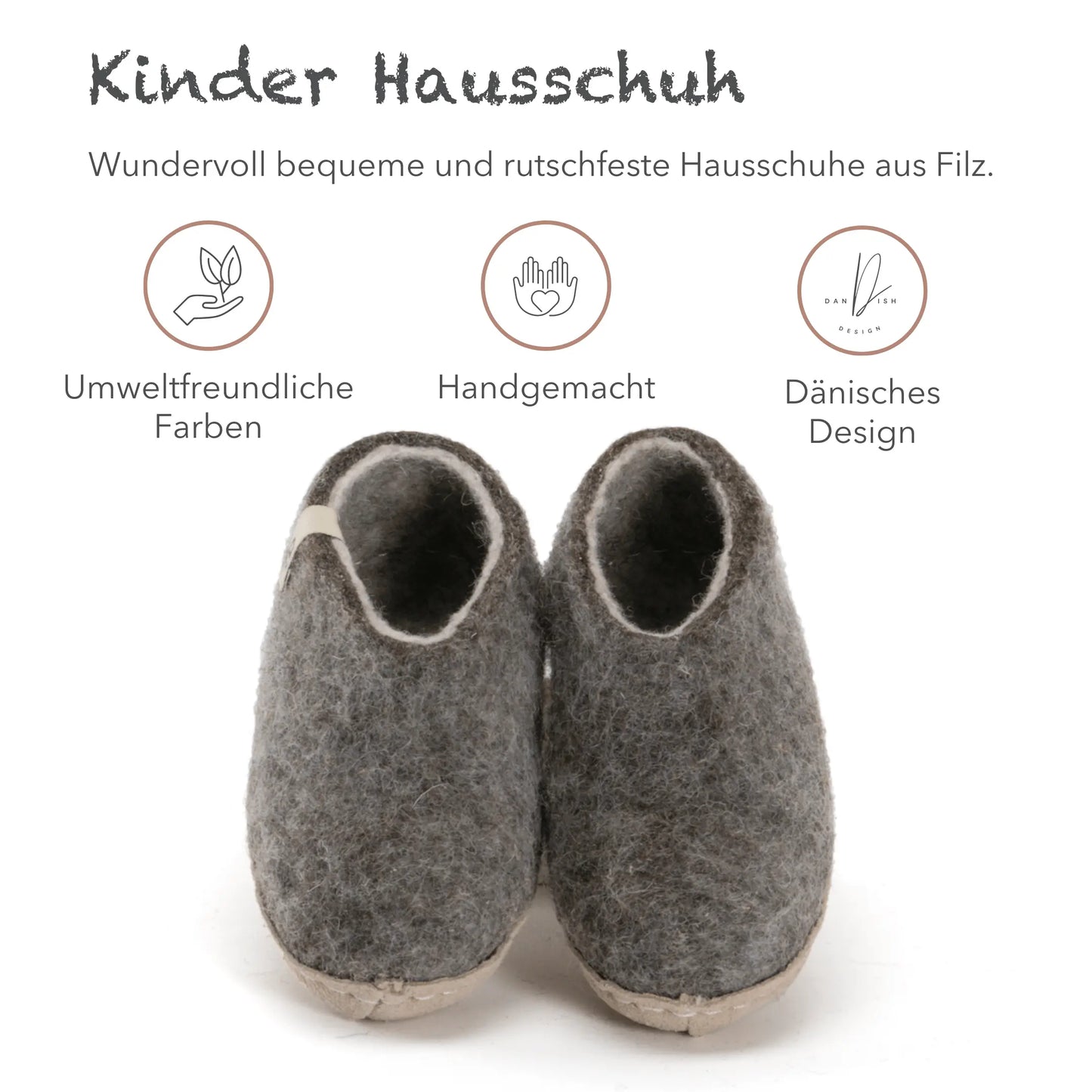Filzlig Filzhausschuh Grau-Braun Egos