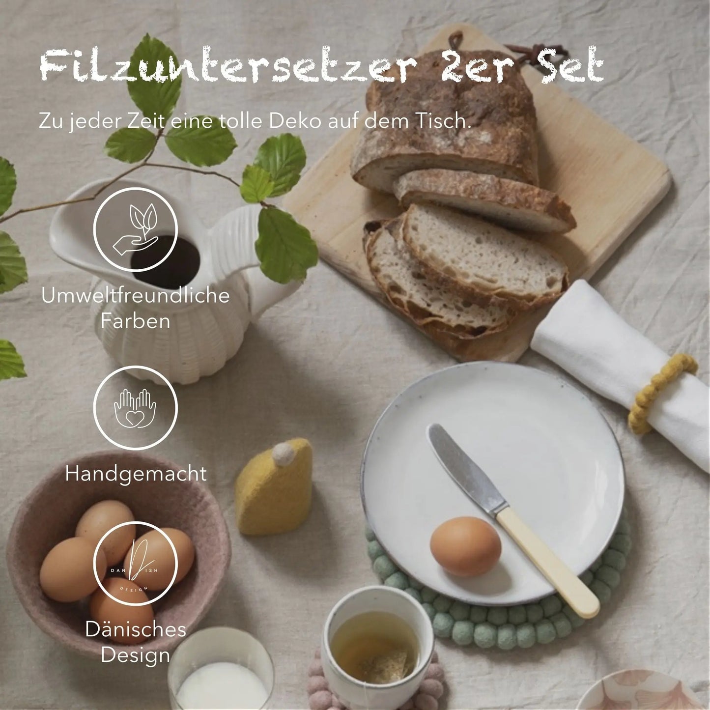 Filzlig Filzuntersetzer 2er Set grün Gry & Sif