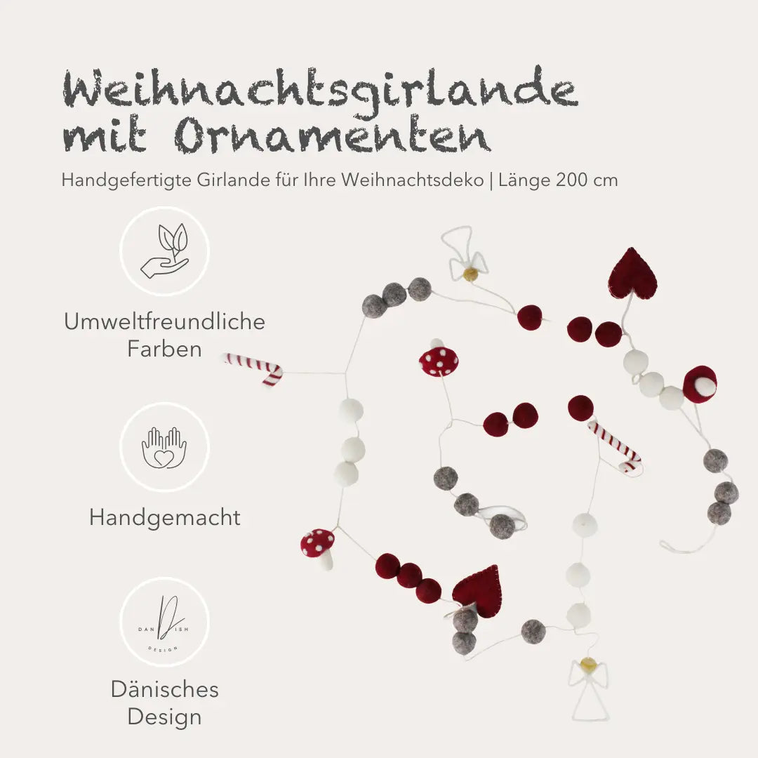Filzlig Girlande Weihnachten 2m Gry & Sif