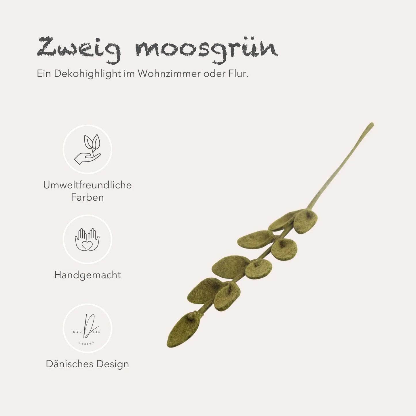 Filzlig Grüner Laubzweig 3er Set Gry & Sif