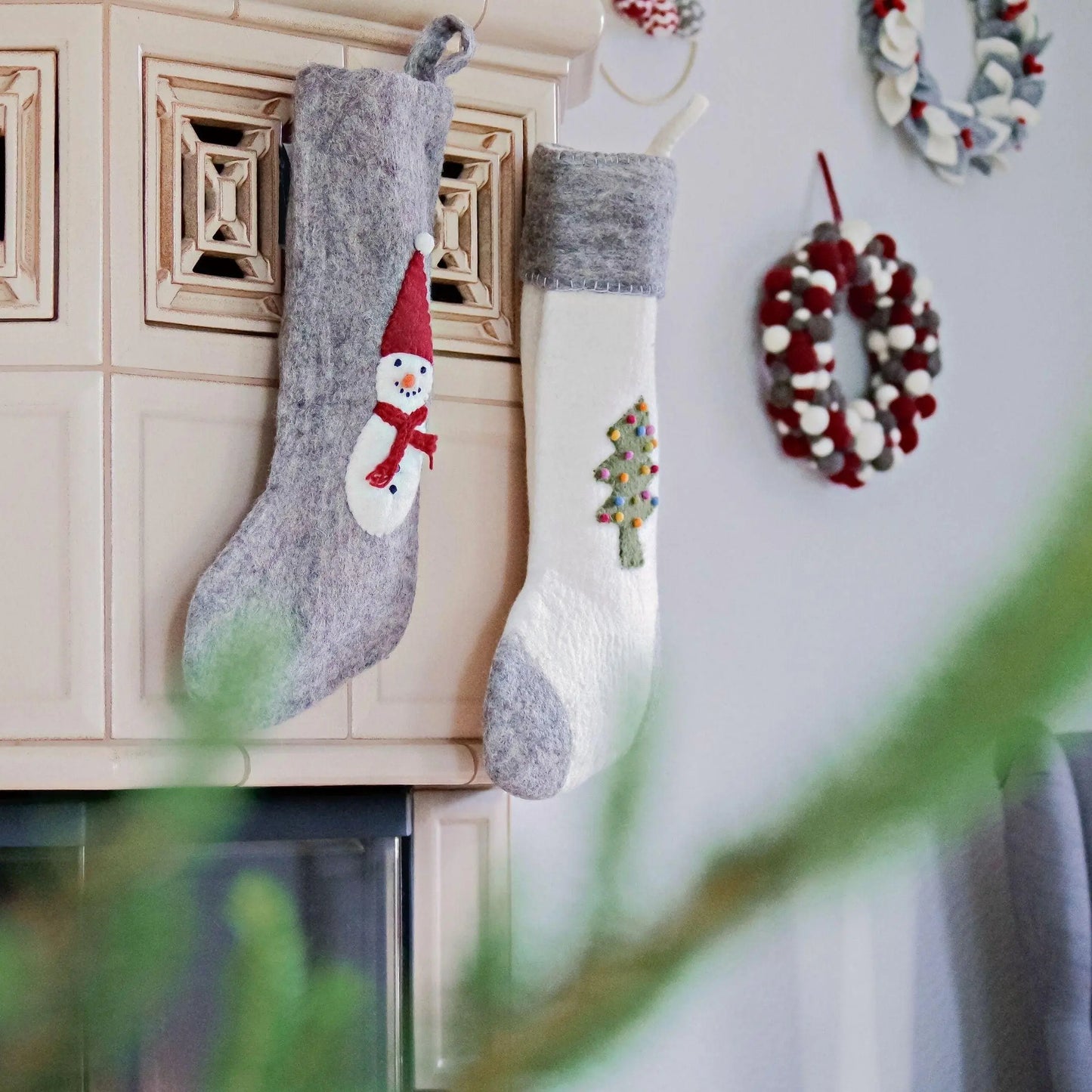 Filzlig Nikolausstrumpf Schneemann Gry & Sif