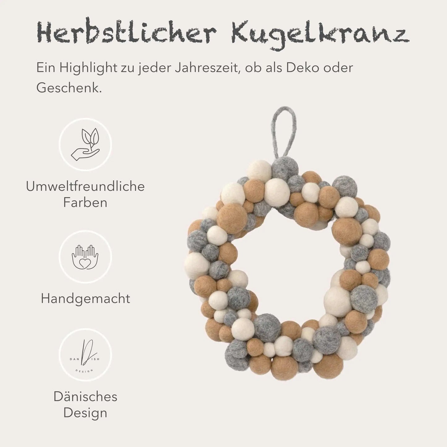 Filzlig Türkranz Herbst Filzkugeln Ø 25cm Gry & Sif