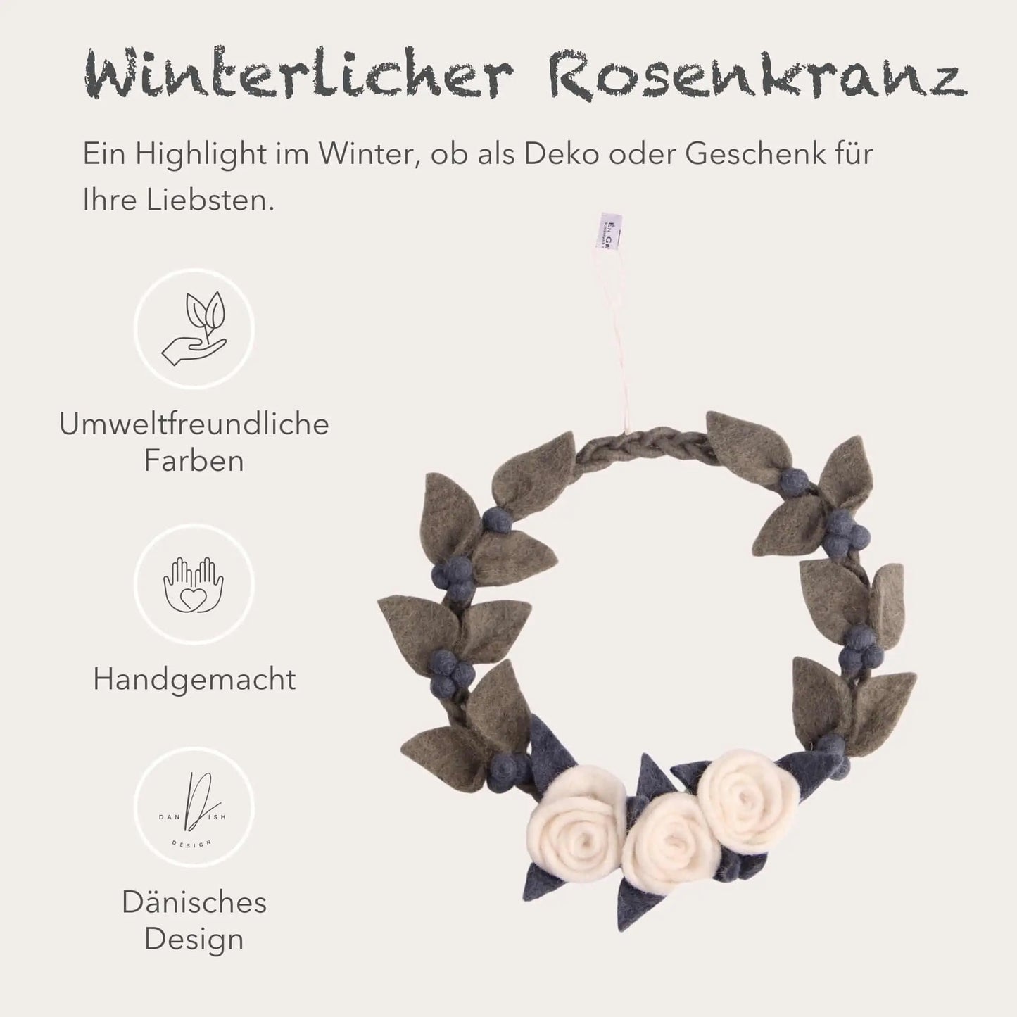 Filzlig Türkranz Rosen Ø 20cm Gry & Sif