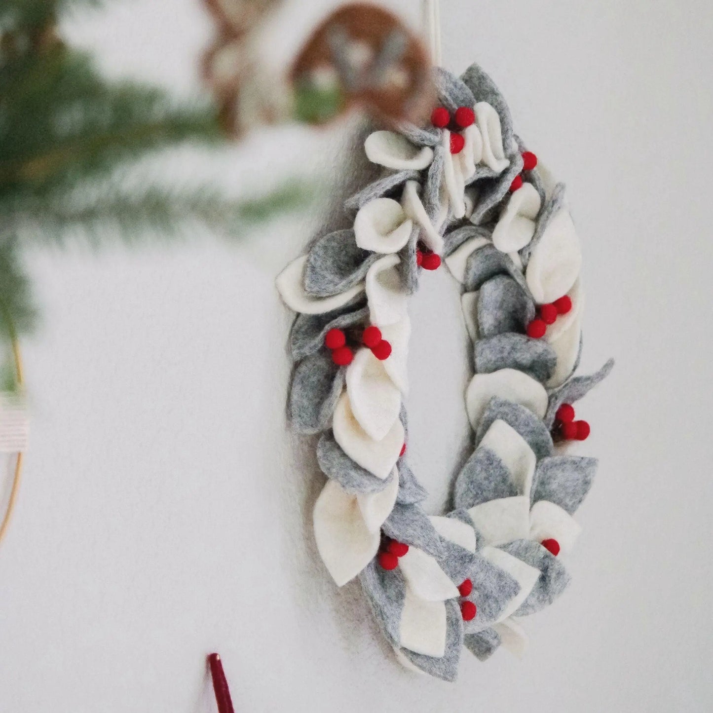 Filzlig Türkranz Weihnachten Blätter Ø 32cm Gry & Sif
