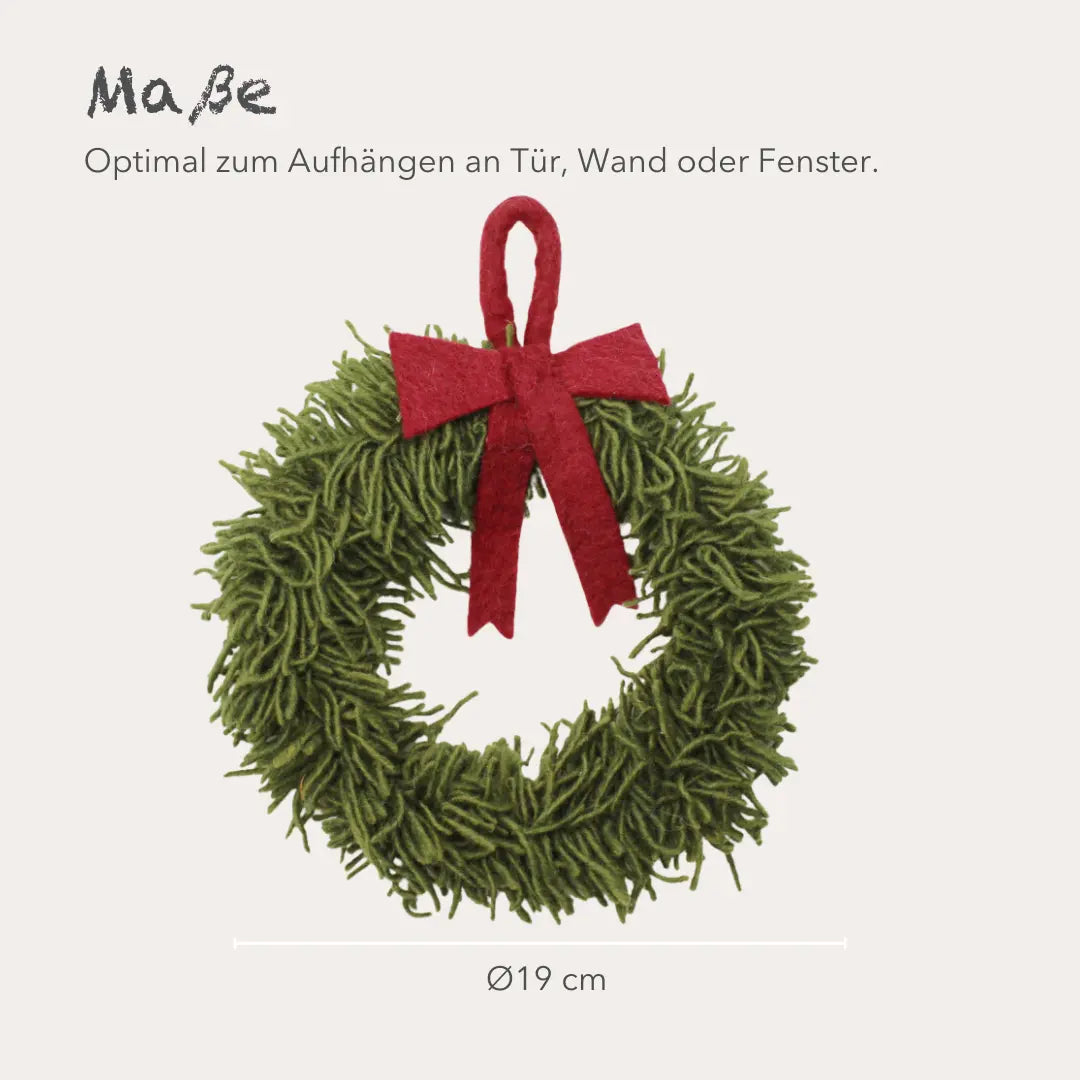 Filzlig Türkranz Weihnachten rote Schleife Ø 20cm Gry & Sif