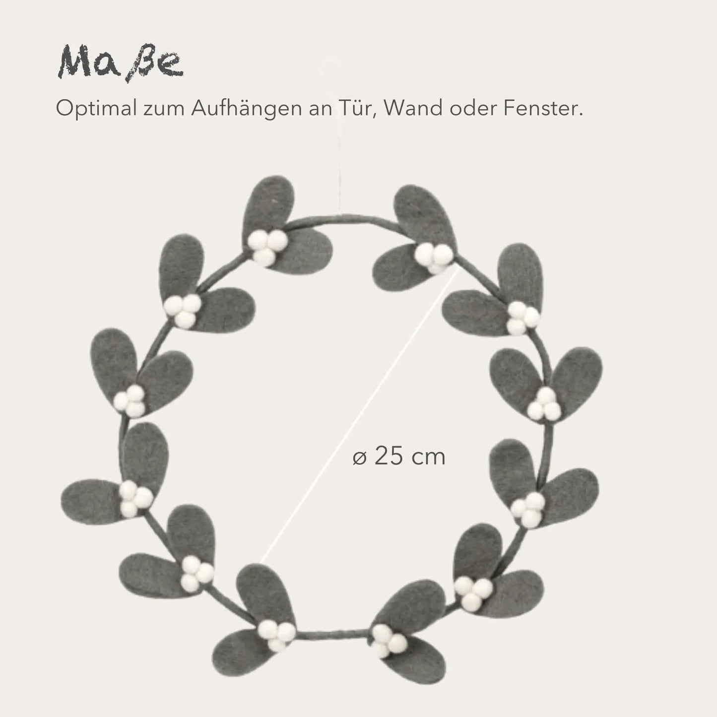 Filzlig Türkranz Winter Mistelzweig Ø 25cm Gry & Sif
