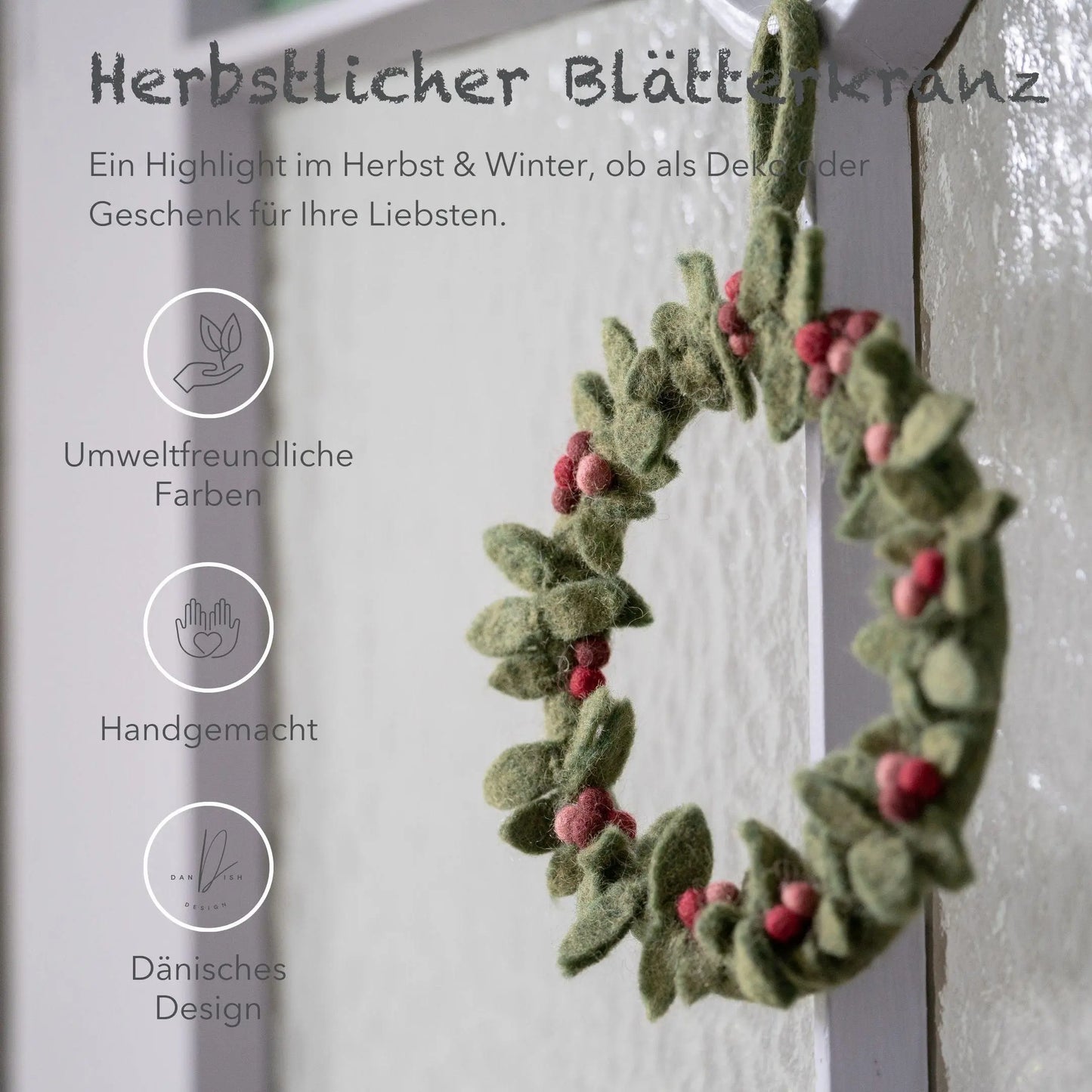 Filzlig Türkranz Winter rote Beeren Ø 15cm Gry & Sif