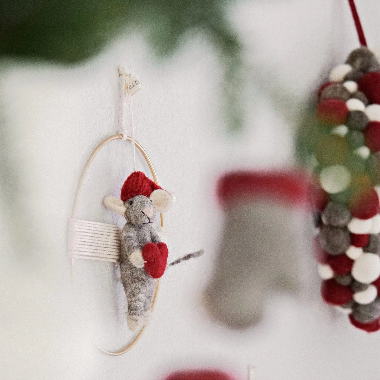 Filzlig Weihnachtsfiguren Graue Mäuse mit Herz & Schneemann Gry & Sif
