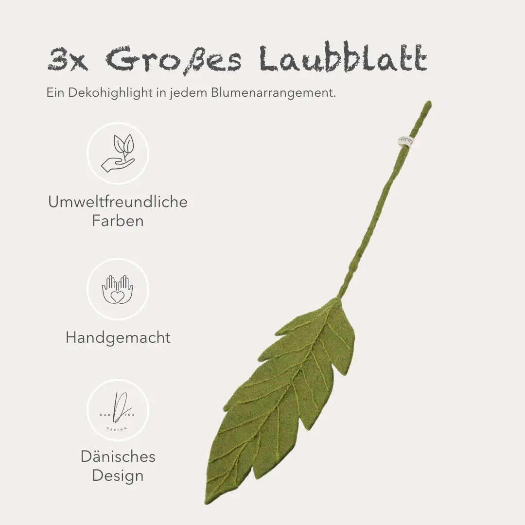 Filzlig Zweig - Laubzweig großes Blatt 3er Set Gry & Sif