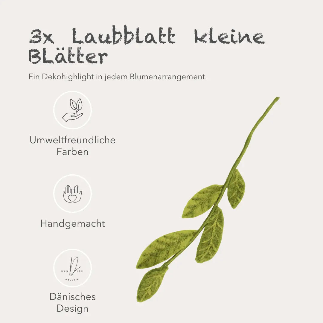 Filzlig Zweig - Laubzweig mit gemischten Blättern 3er Set Gry & Sif