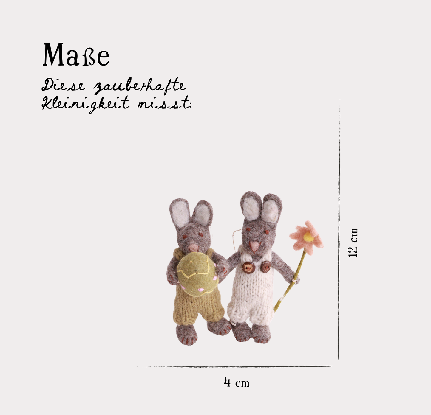 Österliche Figuren Grau Hasen mit Ei und Blume