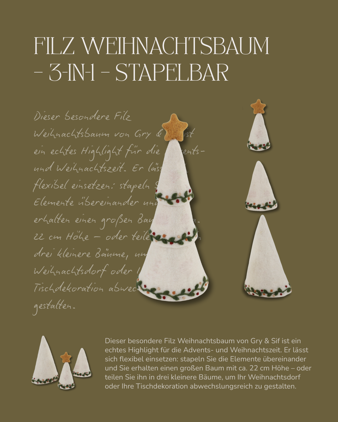 Deko Grün Weihnachtsbaum mit Details 3 in 1