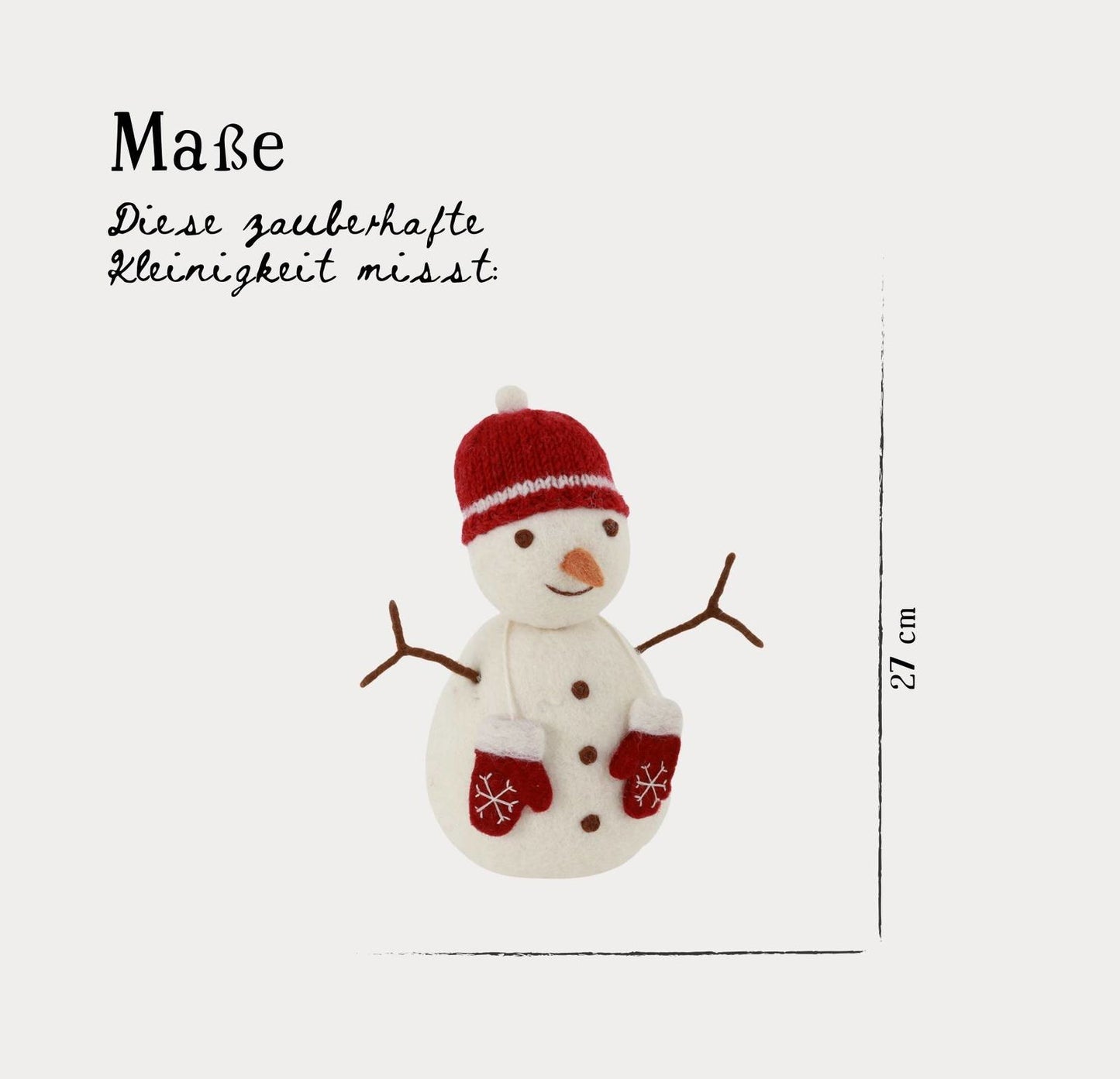 Filzfigur Schneemann groß mit roter Mütze & Fäustlingen