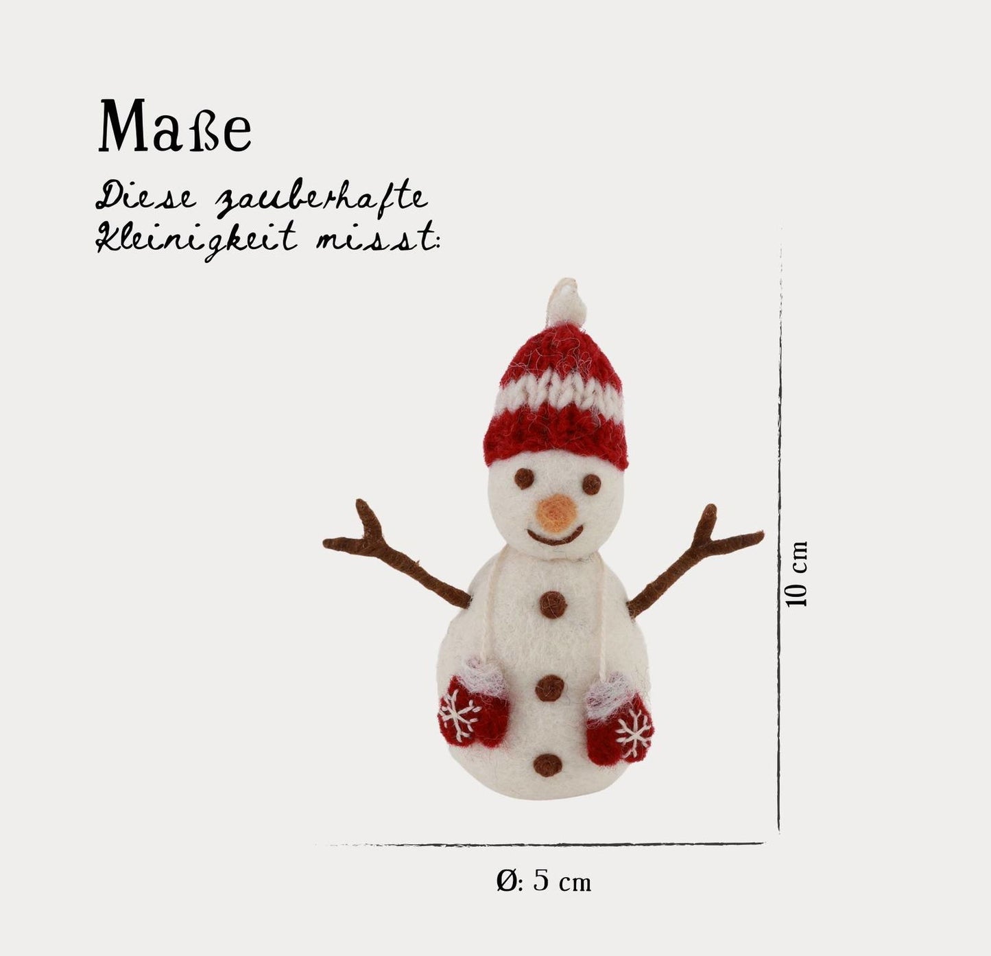 Filzfigur Schneemann mit roter Mütze & Fäustlingen
