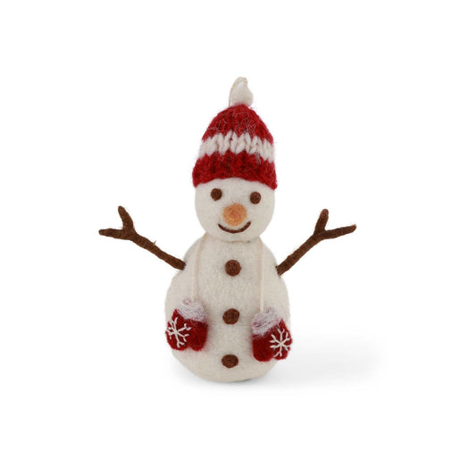 Filzfigur Schneemann mit roter Mütze & Fäustlingen