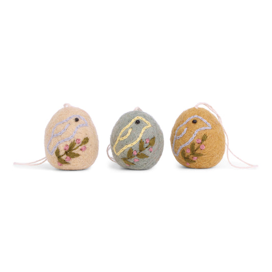 Pendant Easter eggs bird, set of 3