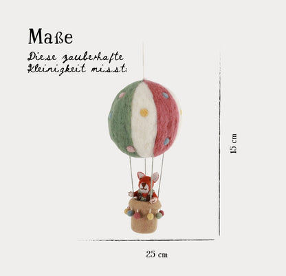 Filzdeko Heißluftballon mit Fuchs