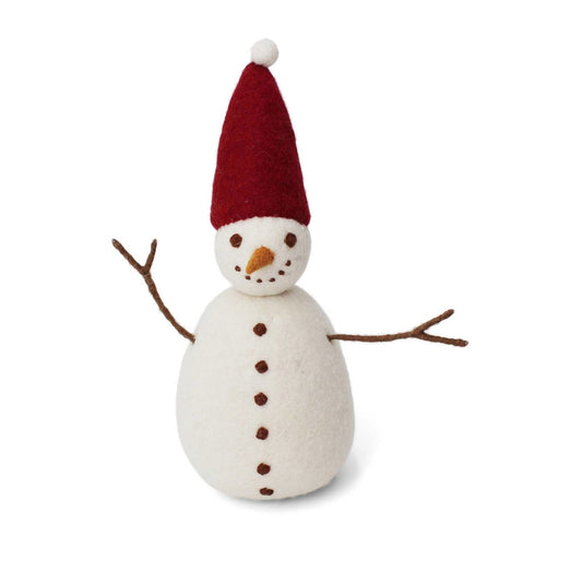 Filzfigur Schneemann groß mit roter Mütze