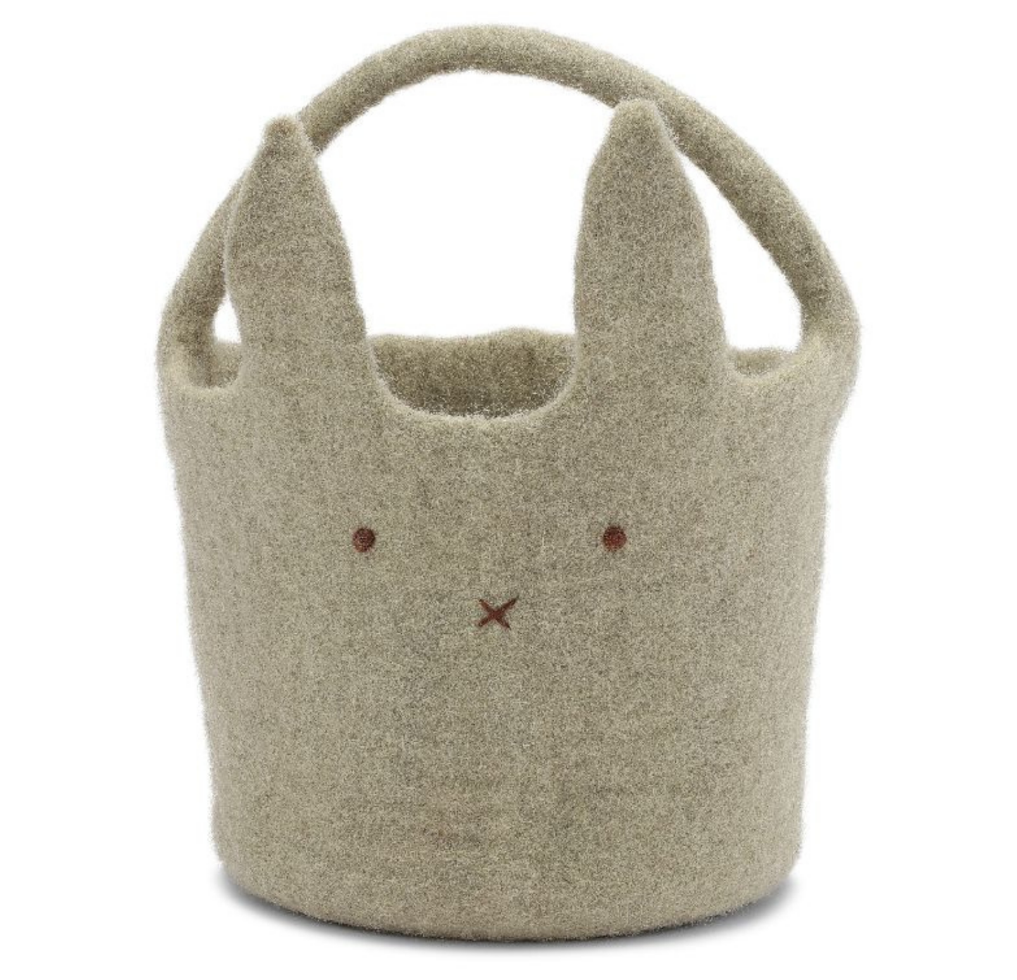 Filzkorb mit großem Hasen – grün