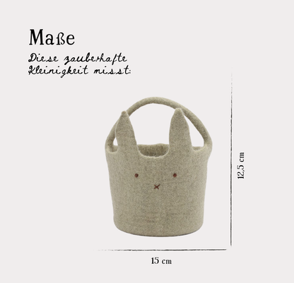 Filzkorb mit großem Hasen – grün