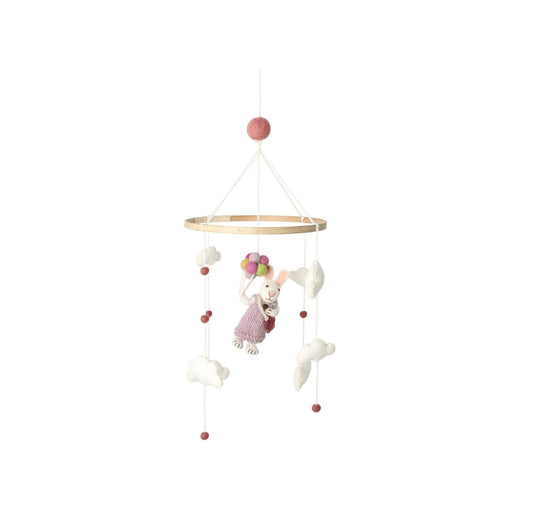 Filz-Baby-Mobile Häsin mit Ballons