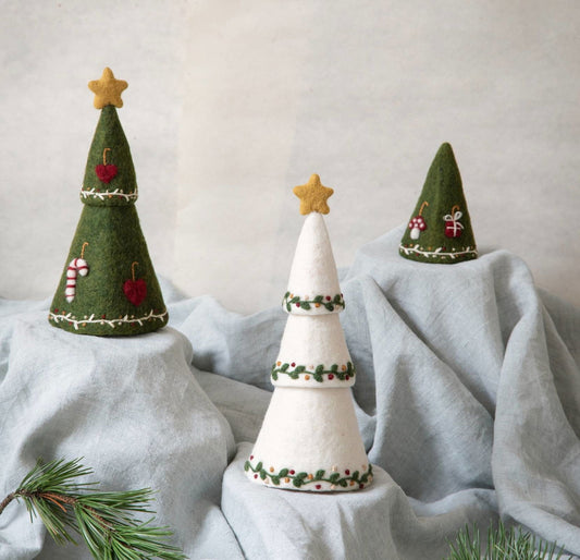 Deko Weiß Weihnachtsbaum mit Stickerei 3 in 1