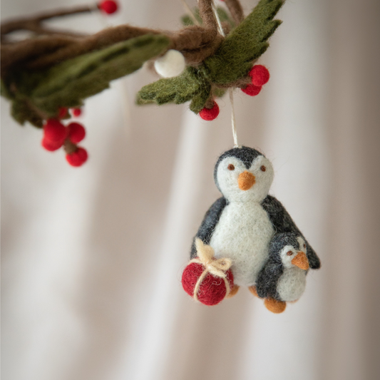 Filzanhänger Eisbär & Pinguin mit Baby