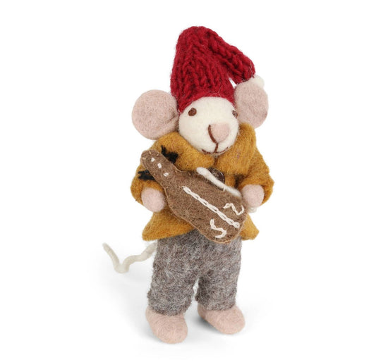 Filzfigur Maus Grau mit Geige