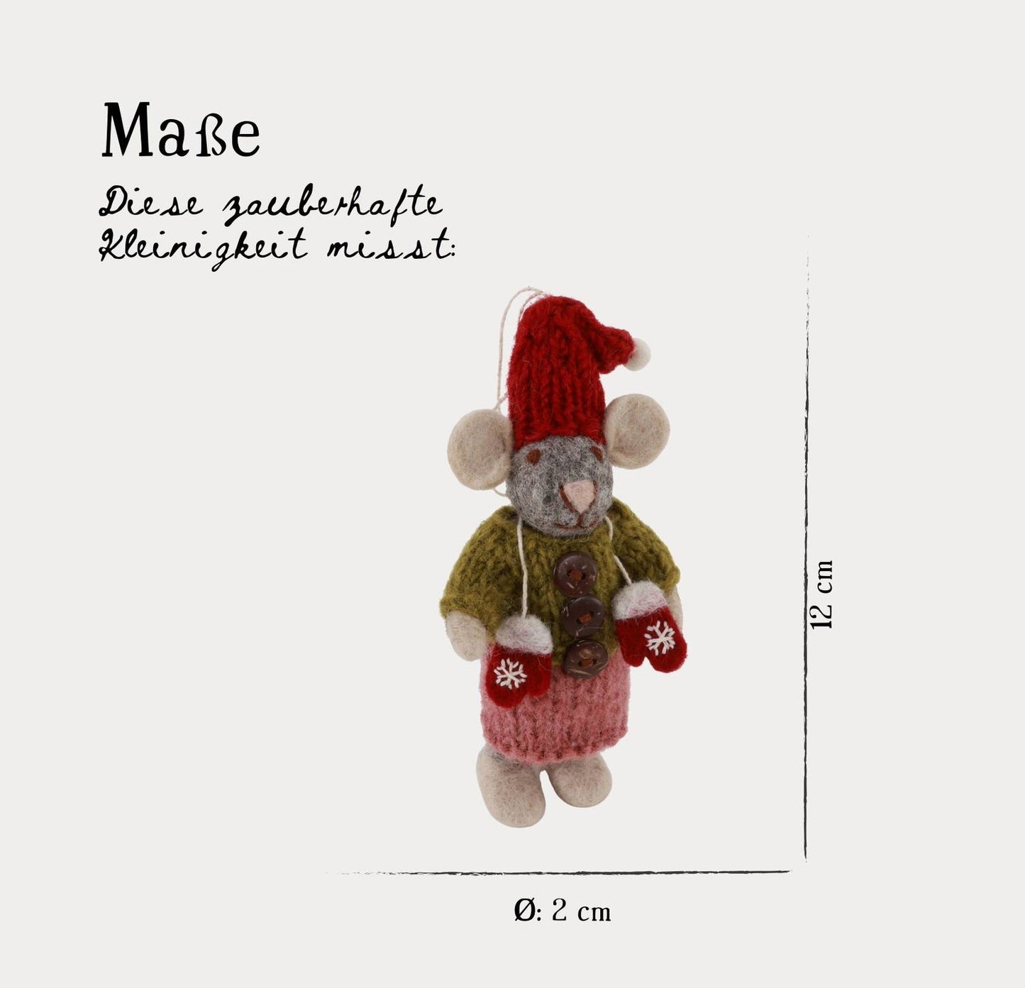 Filzfigur Baby Maus grau klein mit Fäustlingen