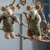 White Felt Mouse Figure with Spade