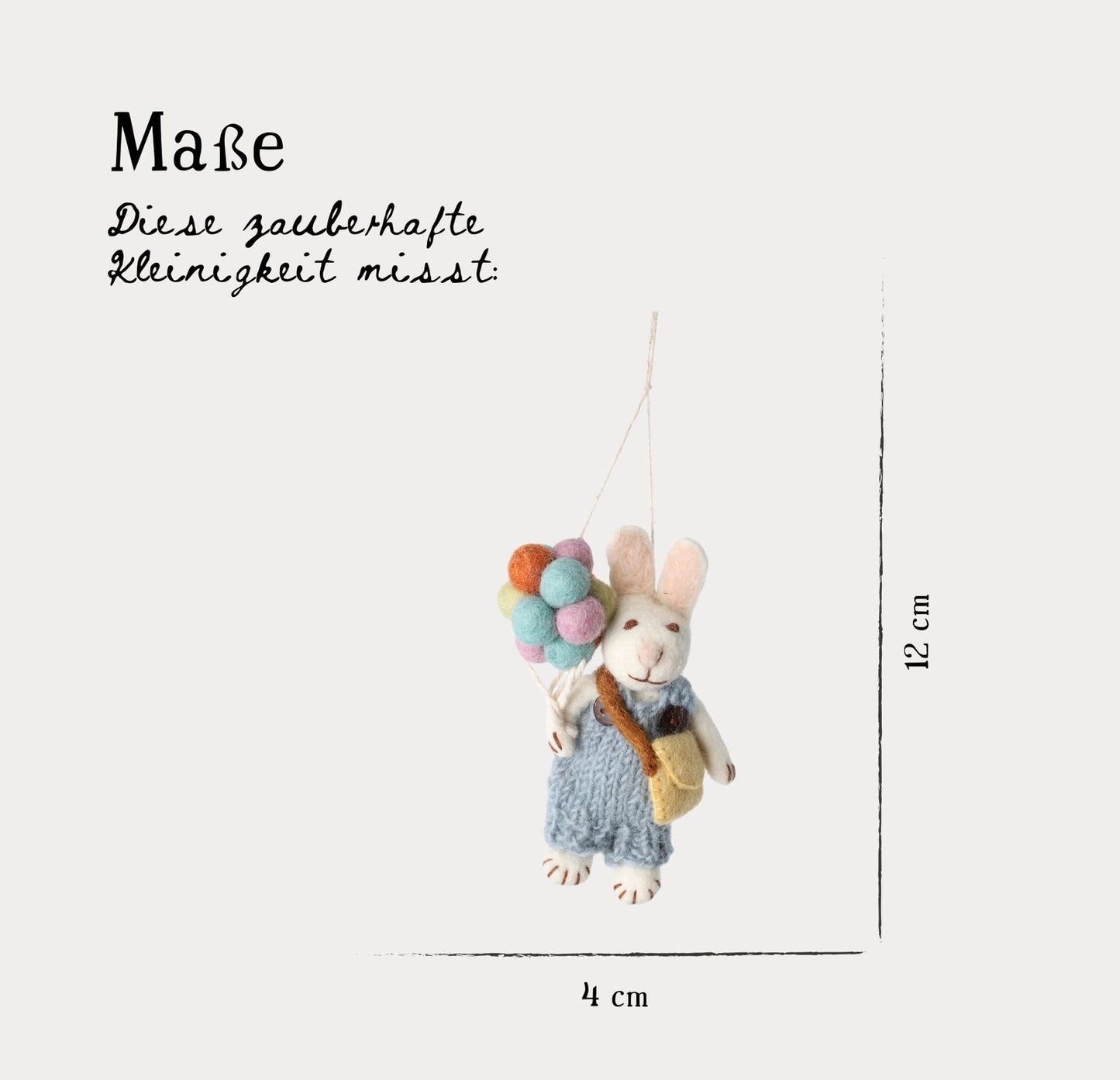 Filzfiguren Weißer Hase mit Ballons - Blau