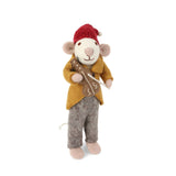 Medium hvid julemus figur med violin
