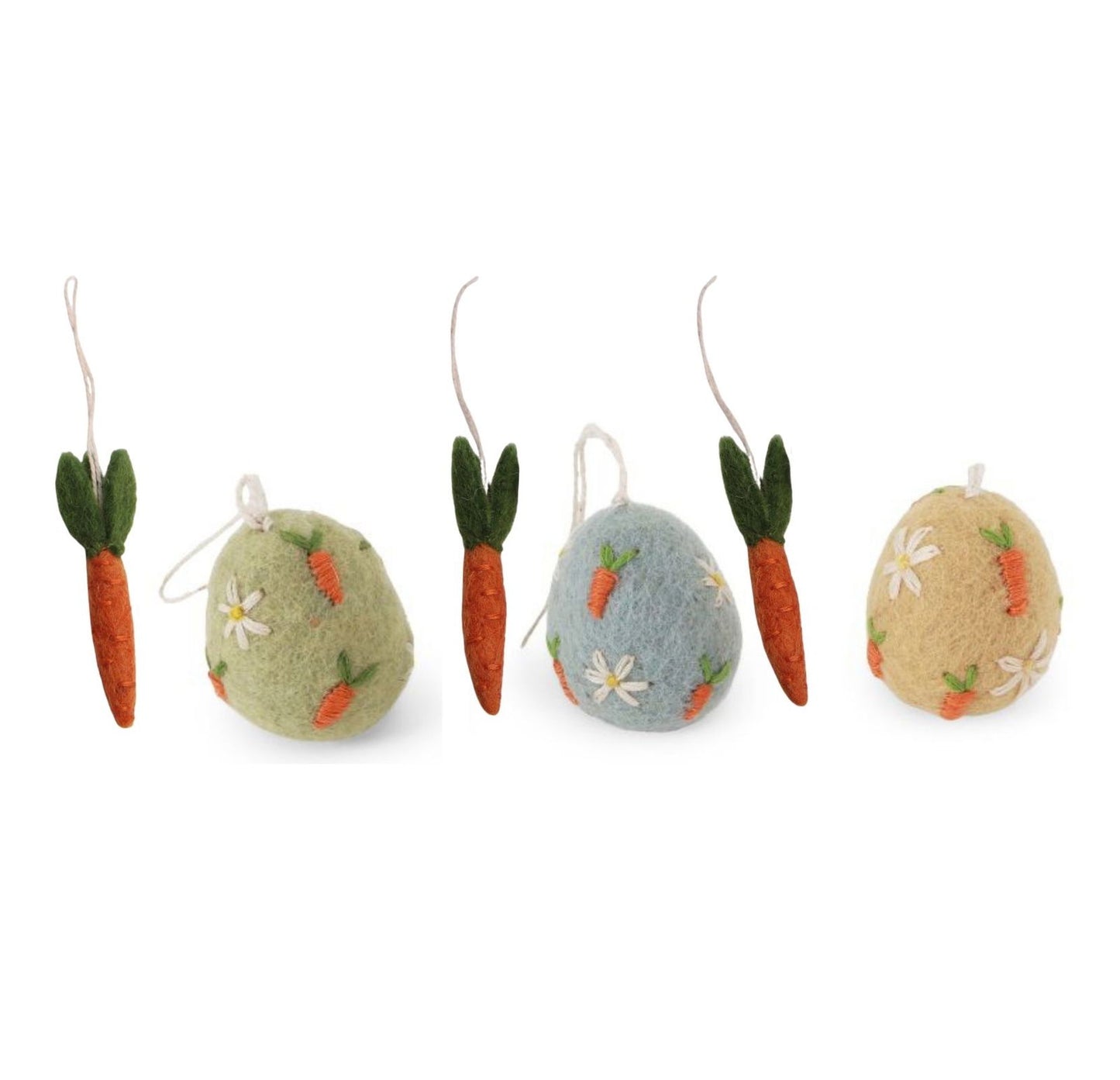 Osteranhänger Osterei mit Karotten – 3er‑Set & Karotten – 5er‑Set