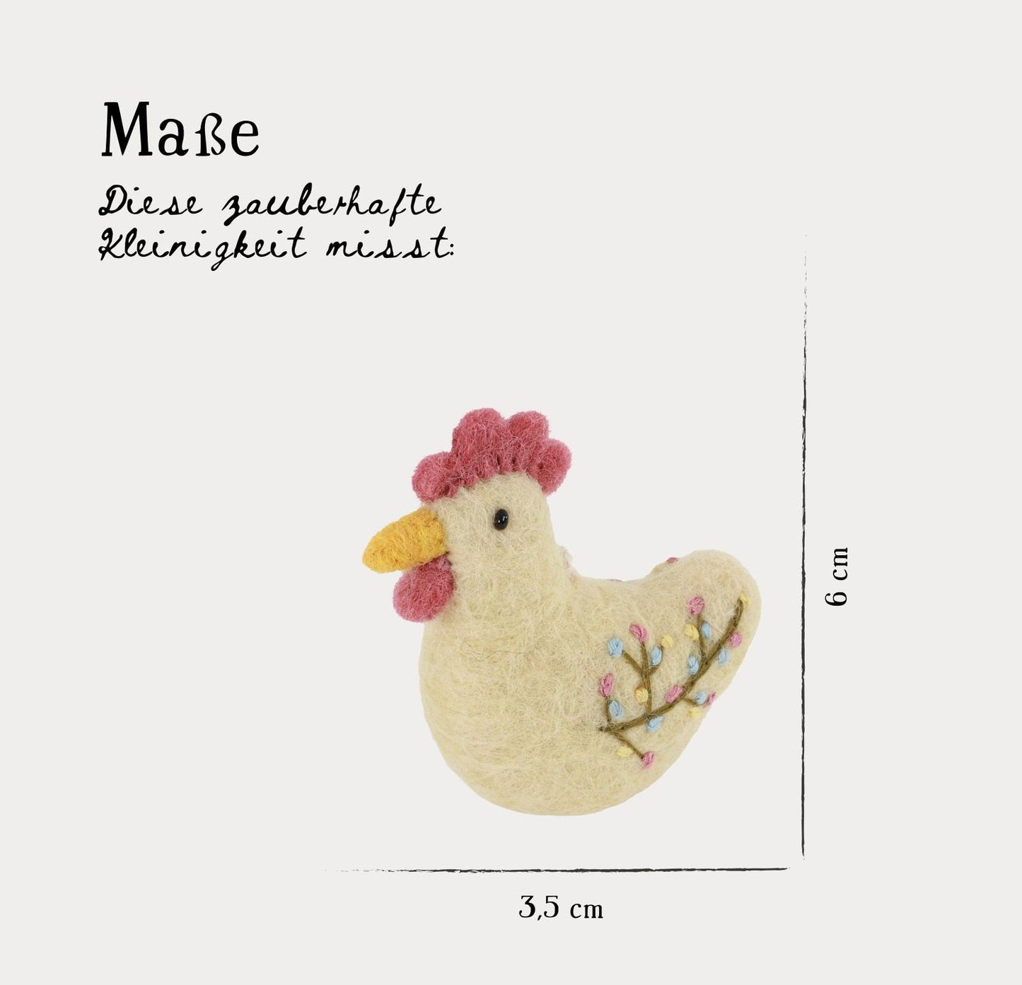 Osteranhänger Hahn mit Stickerei - Weiß & Gelb