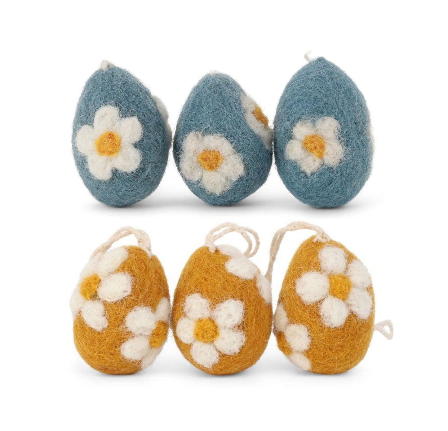 Eier mit Blumen in Gelb und Blau – 6er‑Set