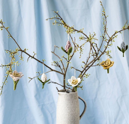 Osteranhänger Perlhyazinthe weiß, lavendel & hellblau – 3er Set