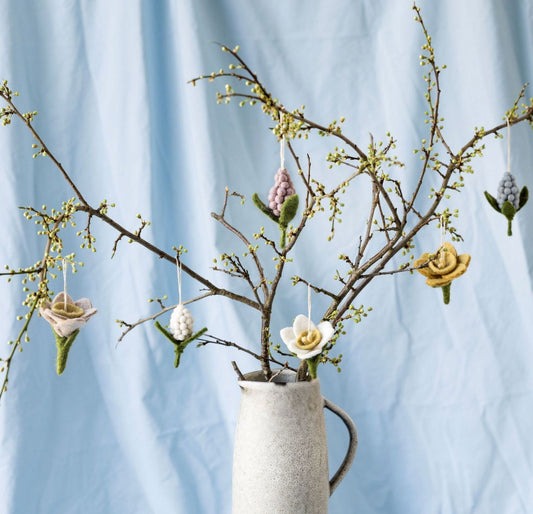 Osteranhänger Perlhyazinthe weiß, lavendel & hellblau – 3er Set