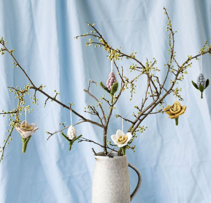 Osteranhänger Narzisse hellrosa, weiß & gelb – 3er Set