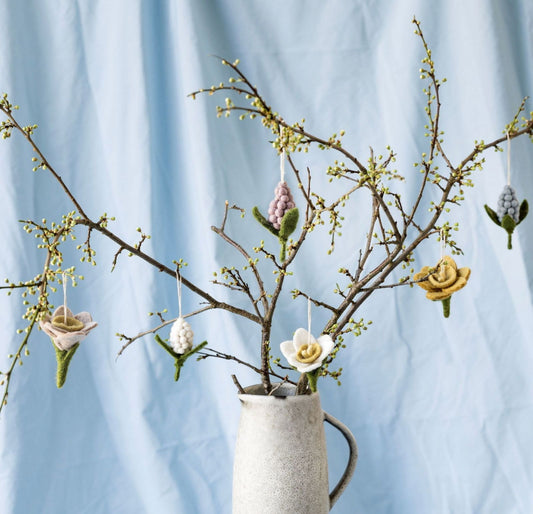 Osteranhänger Narzisse hellrosa, weiß & gelb – 3er Set