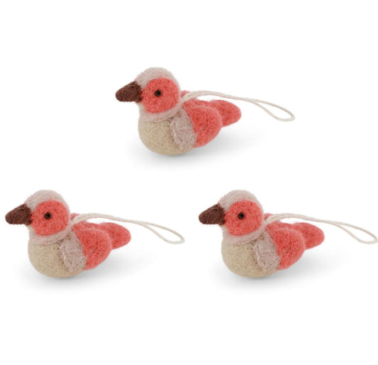 Filzanhänger Vogel Koralle Beige 3er Set