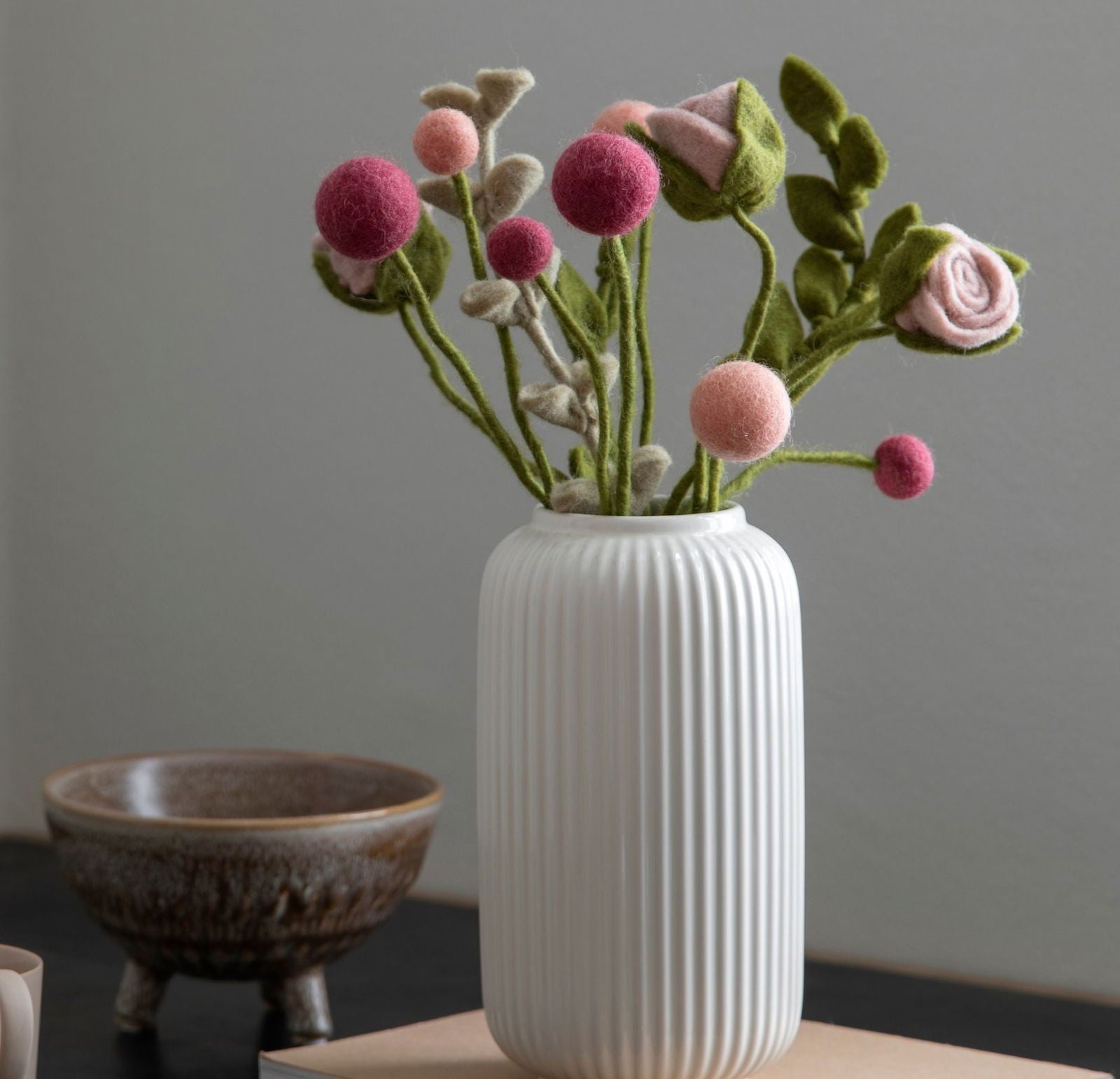 Filtblomster – Sæt af 3 – Støvet Rosa