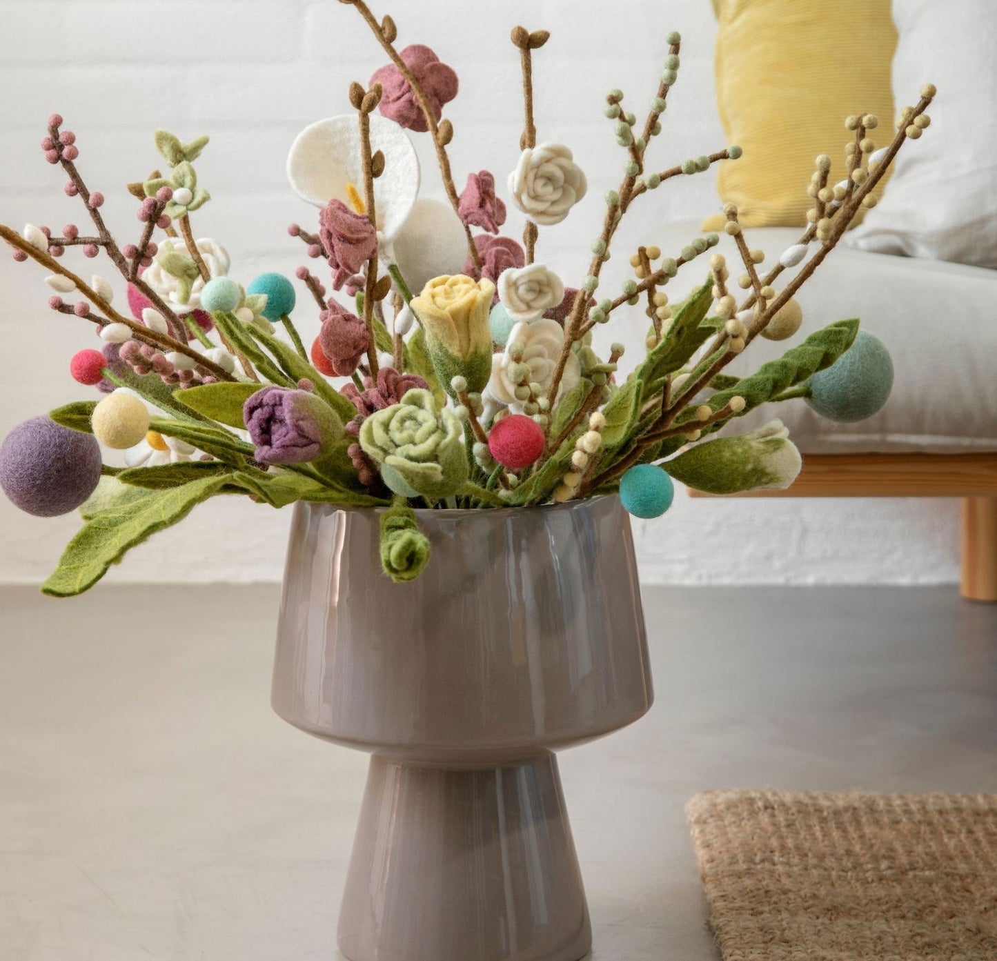 Filzblumen 3er Set - Türkis