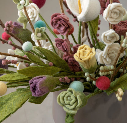 Filzblumen 3er Set - Eukalyptusgrün