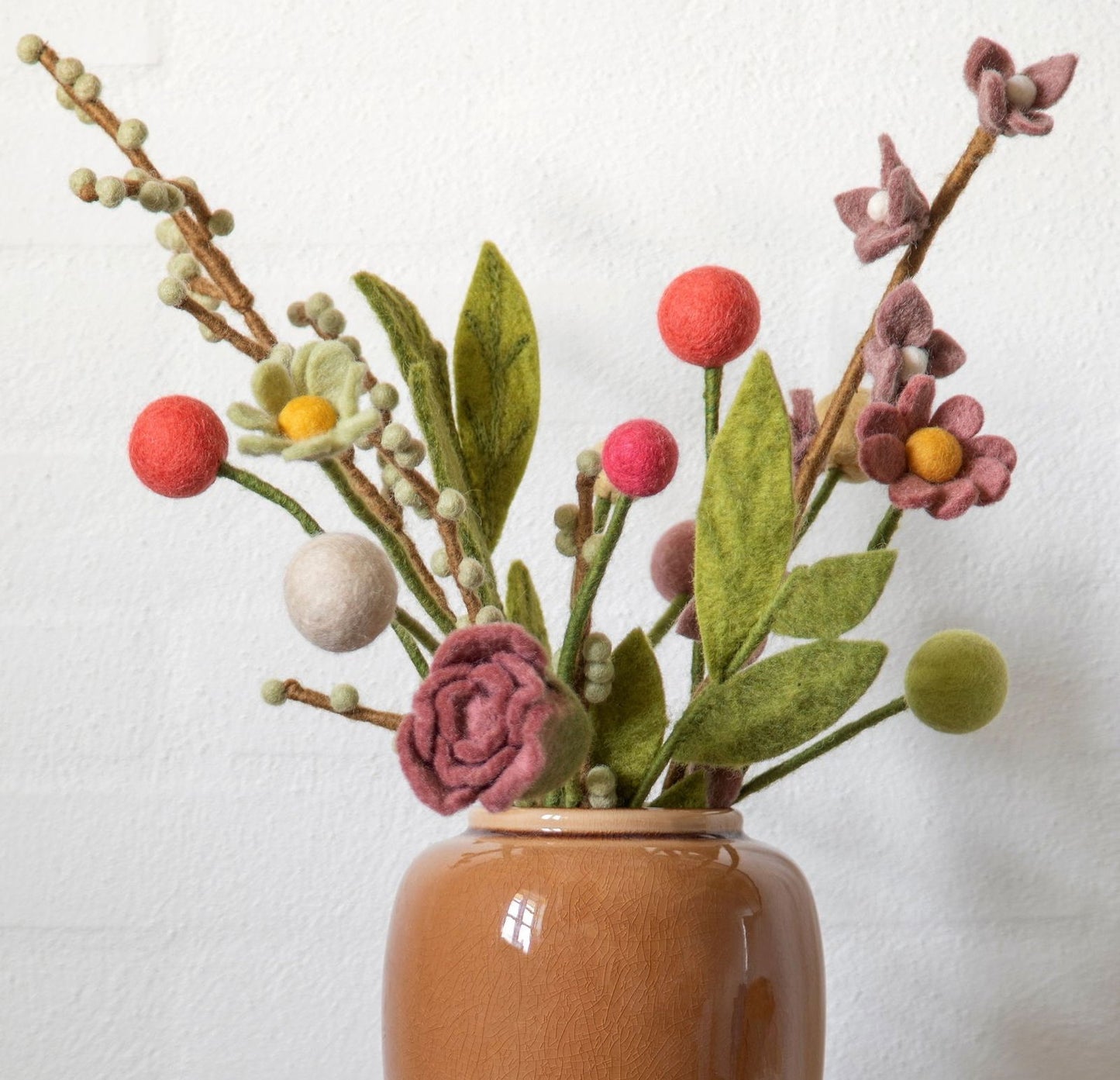 Filzblumen 3er Set - Melonenfarbener
