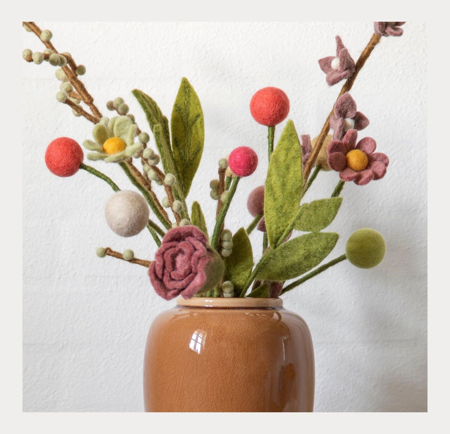 Filzblumen 3er Set - Korallenrosa